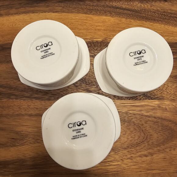 CIROA Stoneware White Set of 3 Ramekins Custard Cups Tab Handles.‎ - Picture 2 of 8